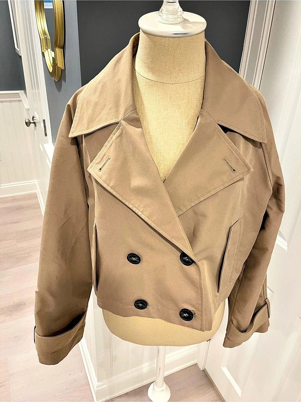 Zara Cropped Double-Breasted Jacket Brown Medium - Picture 2 of 11